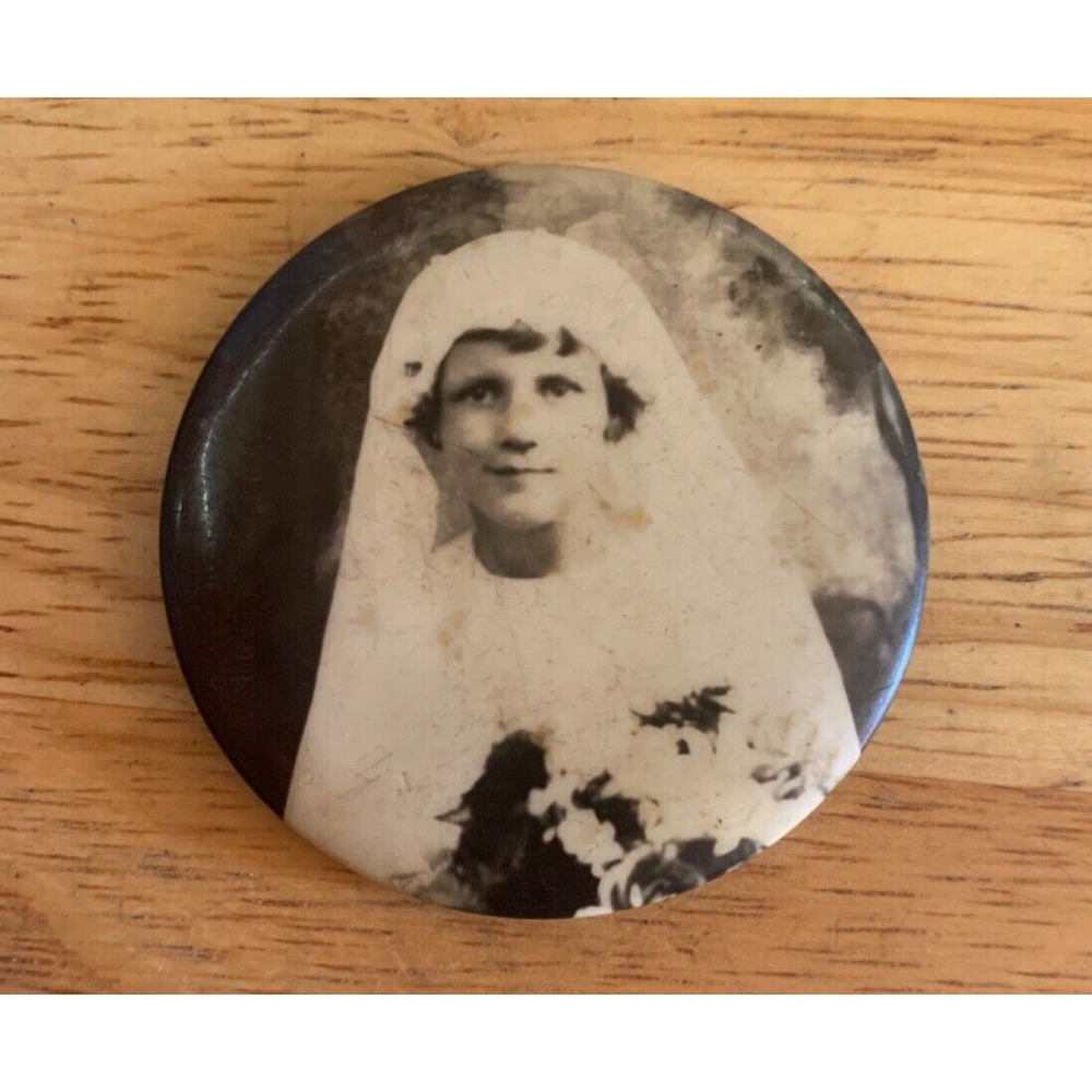 Vintage Photo ephemera with Young Bride mirror